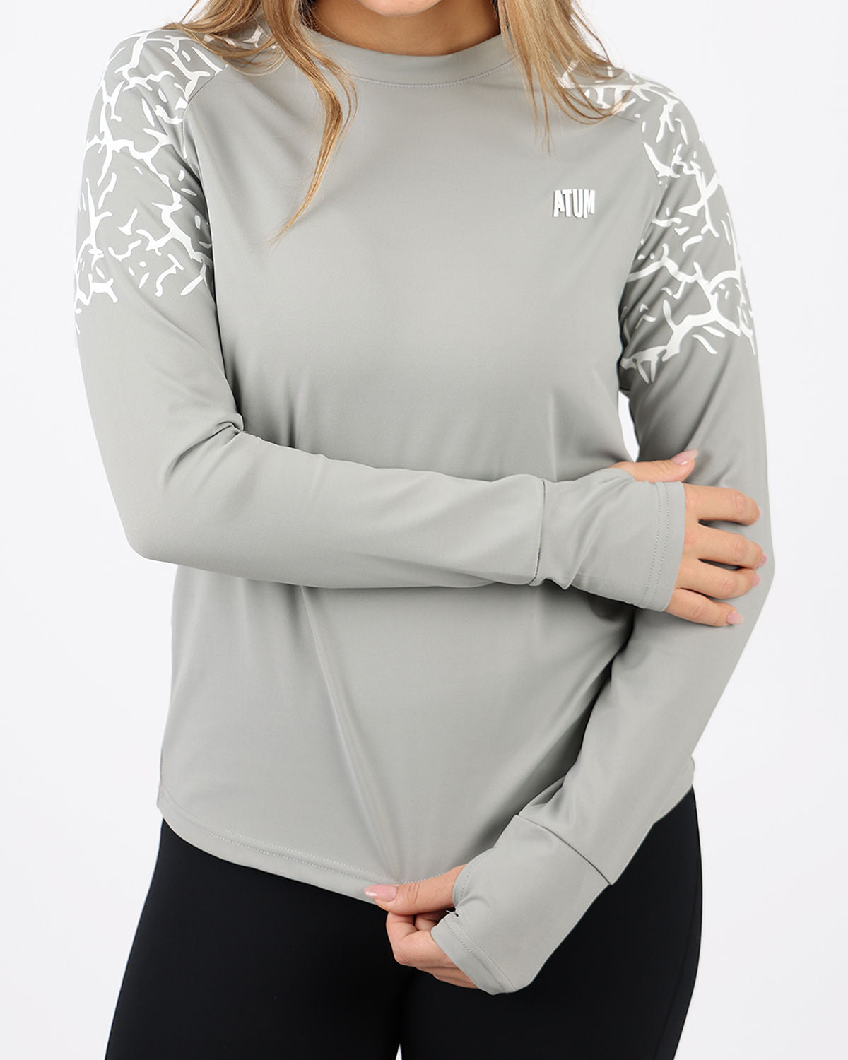 Graphic Long-Sleeve Gray T-Shirt-Atum -84989012