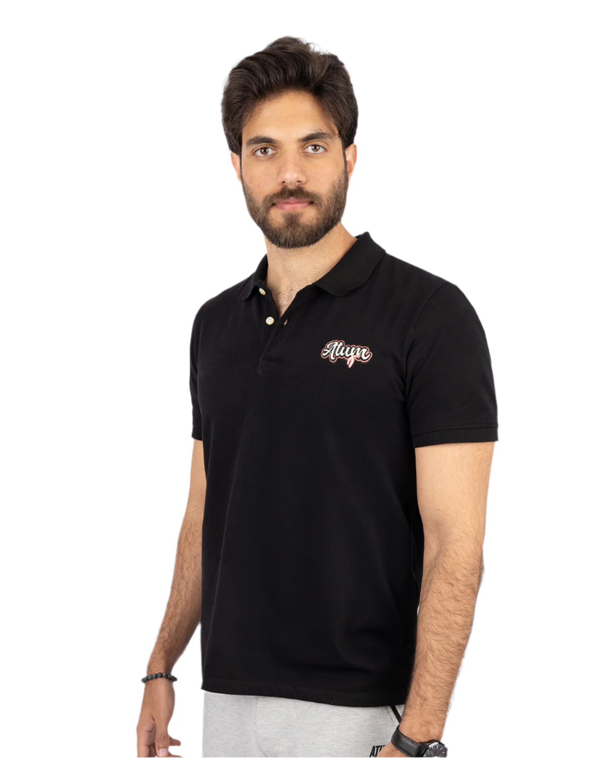 Men's Black Polo Shirt-Atum -98595586