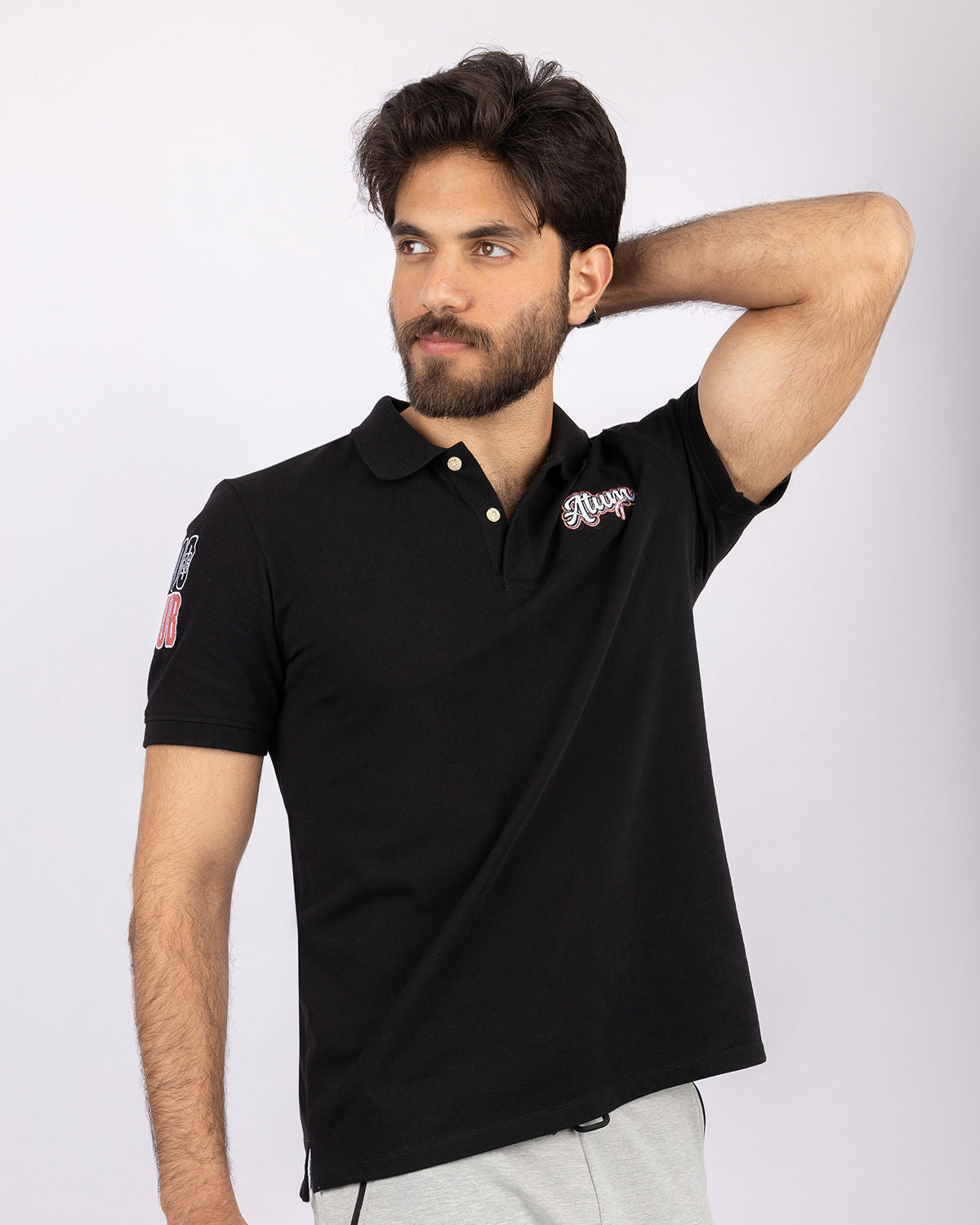 Men's Black Polo Shirt-Atum -81697591