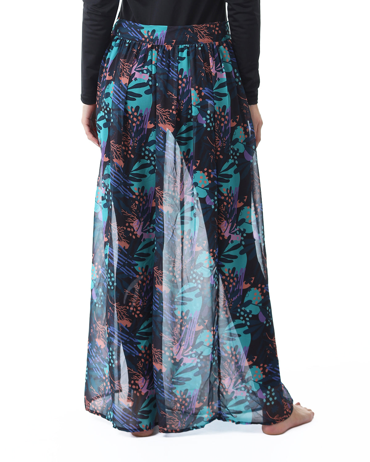 Tropical Night Aqua Cover-Up Skirt-Atum -16741001