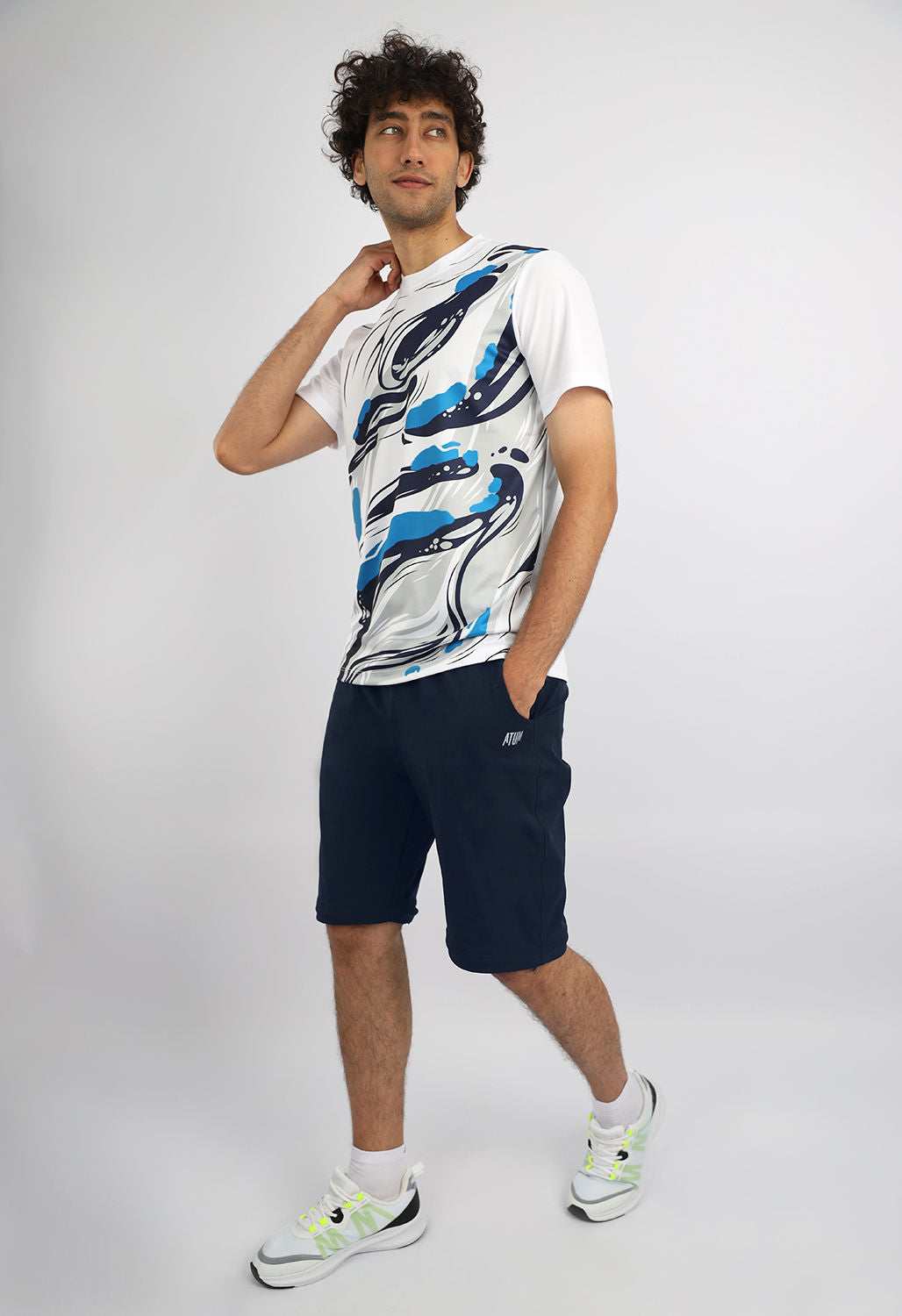 Men's Crew-Neck White T-Shirt-Atum -75685093