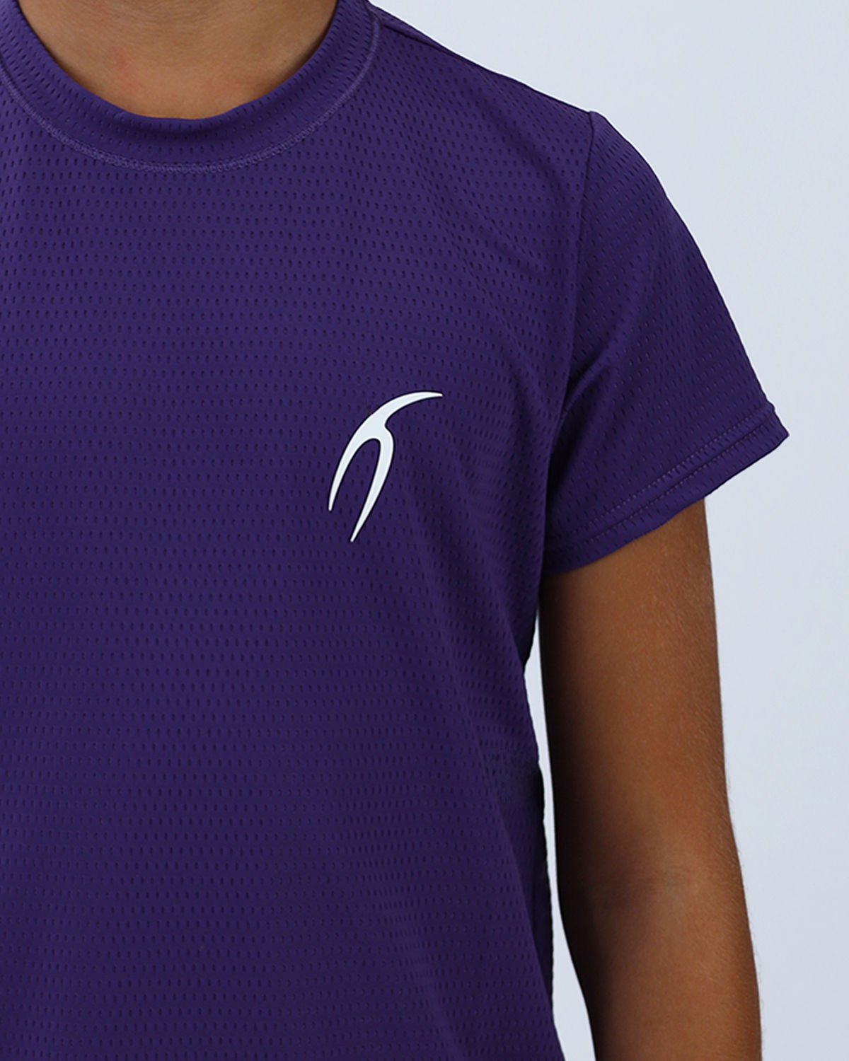 Crew Neck Short Sleeve Purple Breathable Top-Atum -92937068