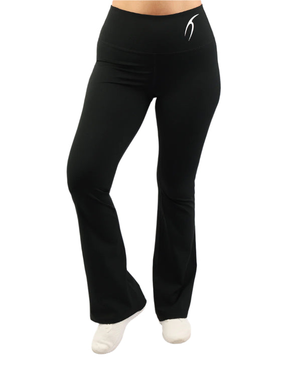High-Rise Wide Leg Black Leggings-Atum -76671405