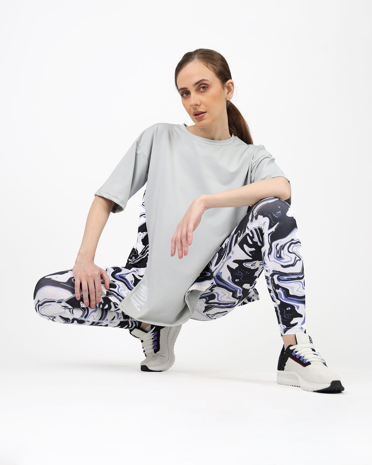 Women's Oversized Gray T-Shirt-Atum -34028769