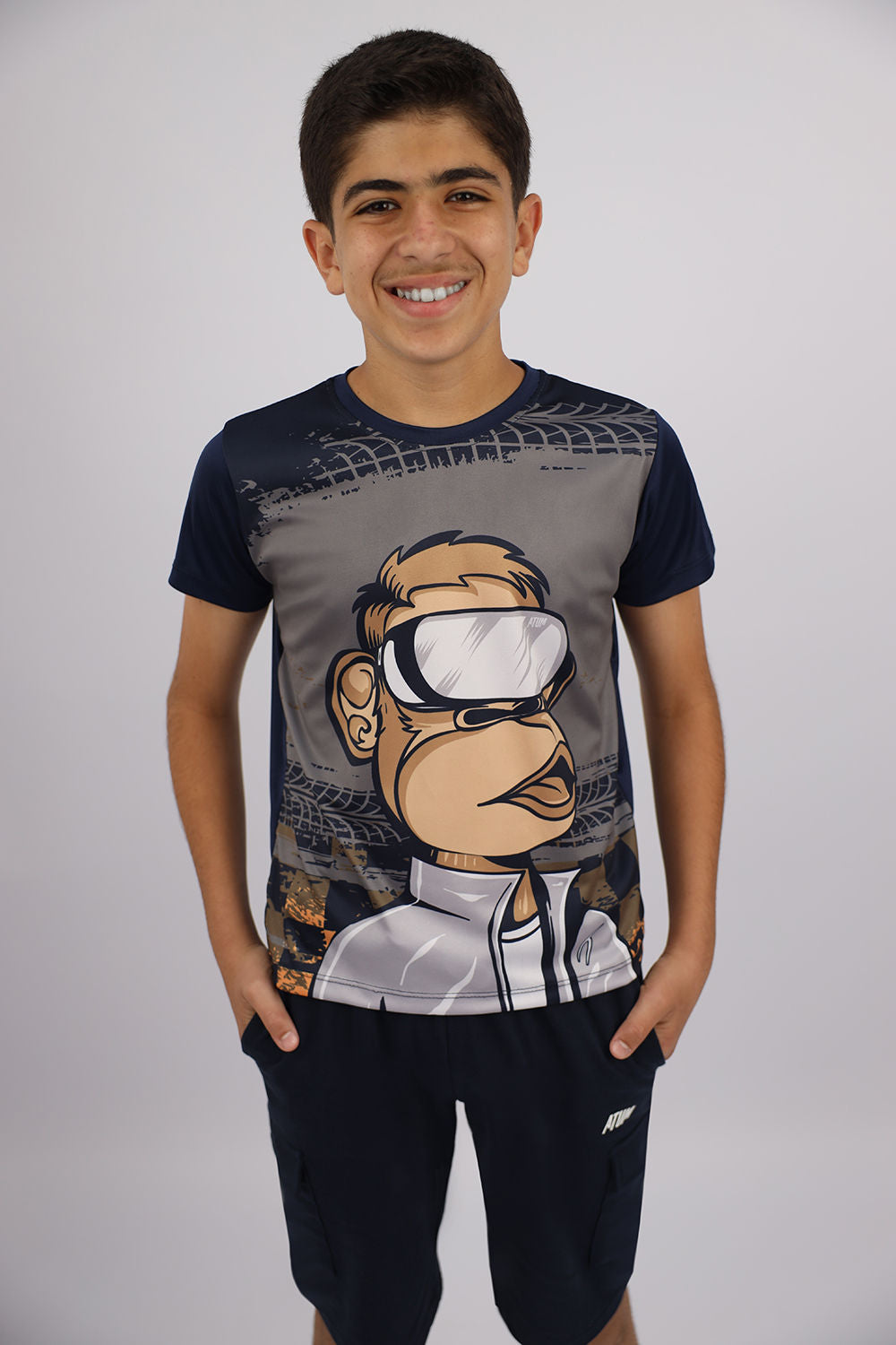 Monkey Graphic Boy's Navy T-Shirt-Atum -43587798