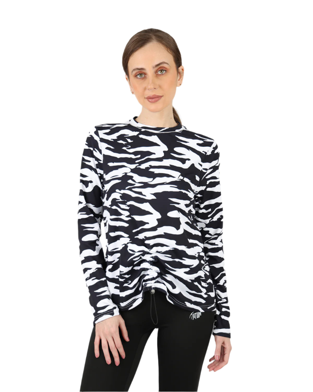 Cinchable Long-Sleeve Black T-Shirt-Atum -82358953