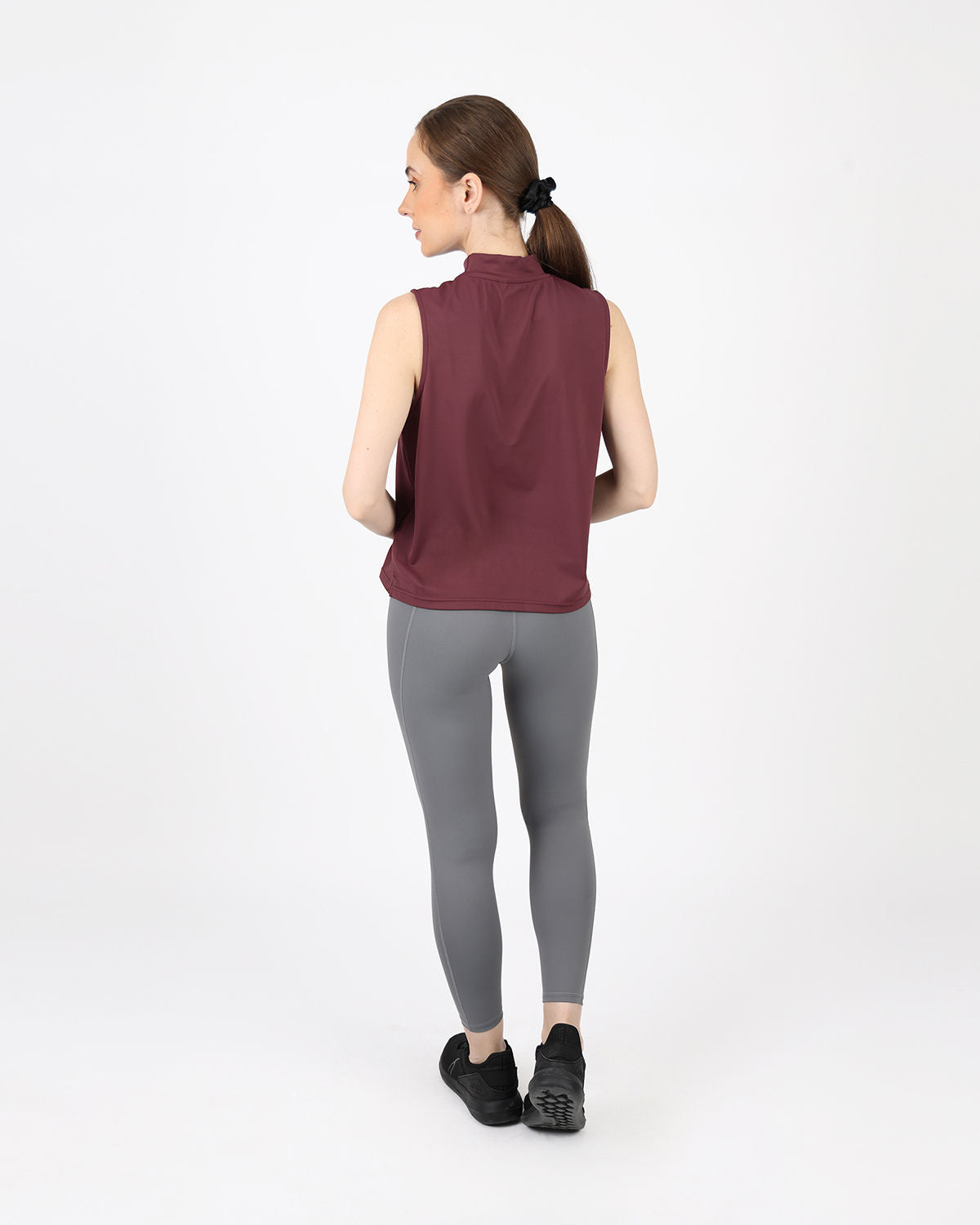 Sleeveless Training Burgundy Tank Top-Atum -81372888