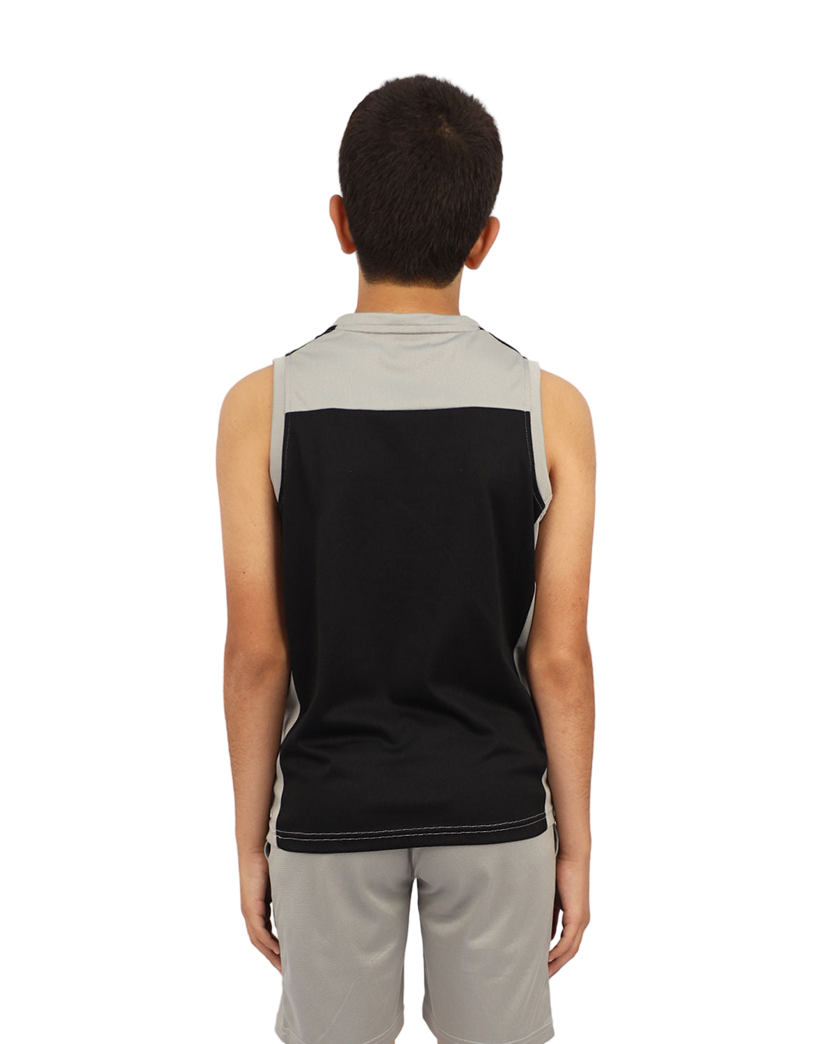 Basic Vneck Gray Tank Top-Atum -1048896