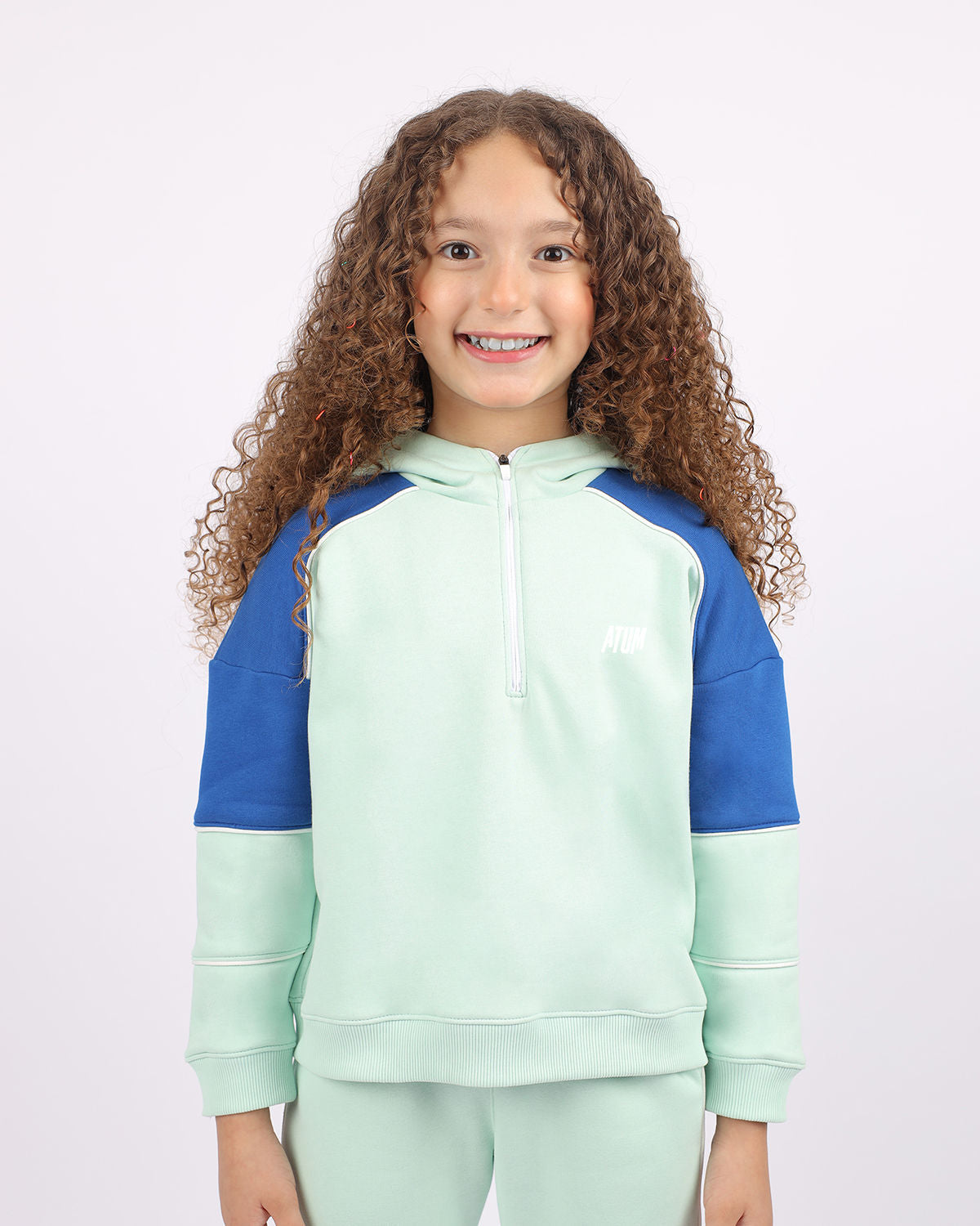 Girl's Quarter Mint Zip Hoodie-Atum -81071923