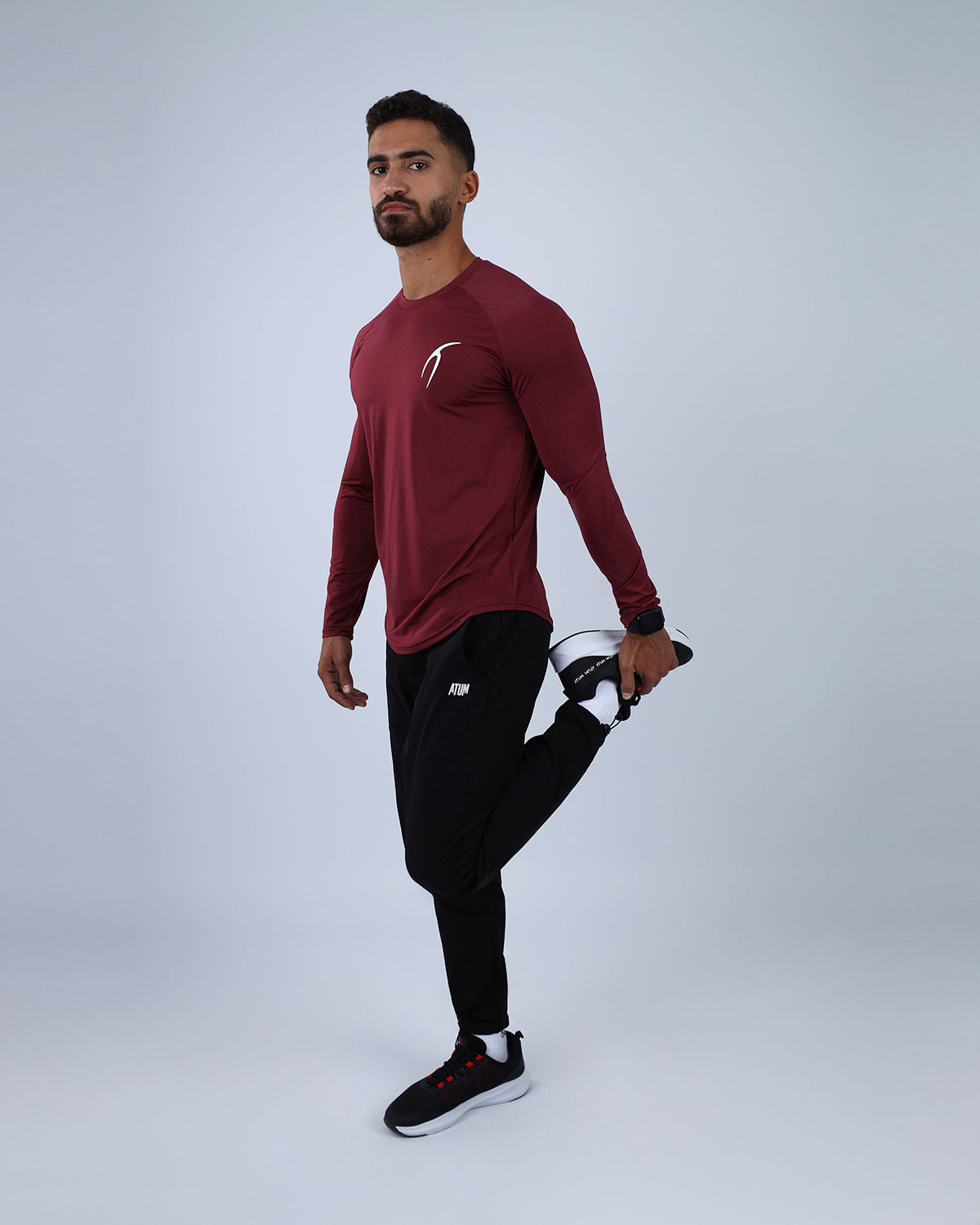 Long Sleeve Running Burgundy Tee-Atum -72147952