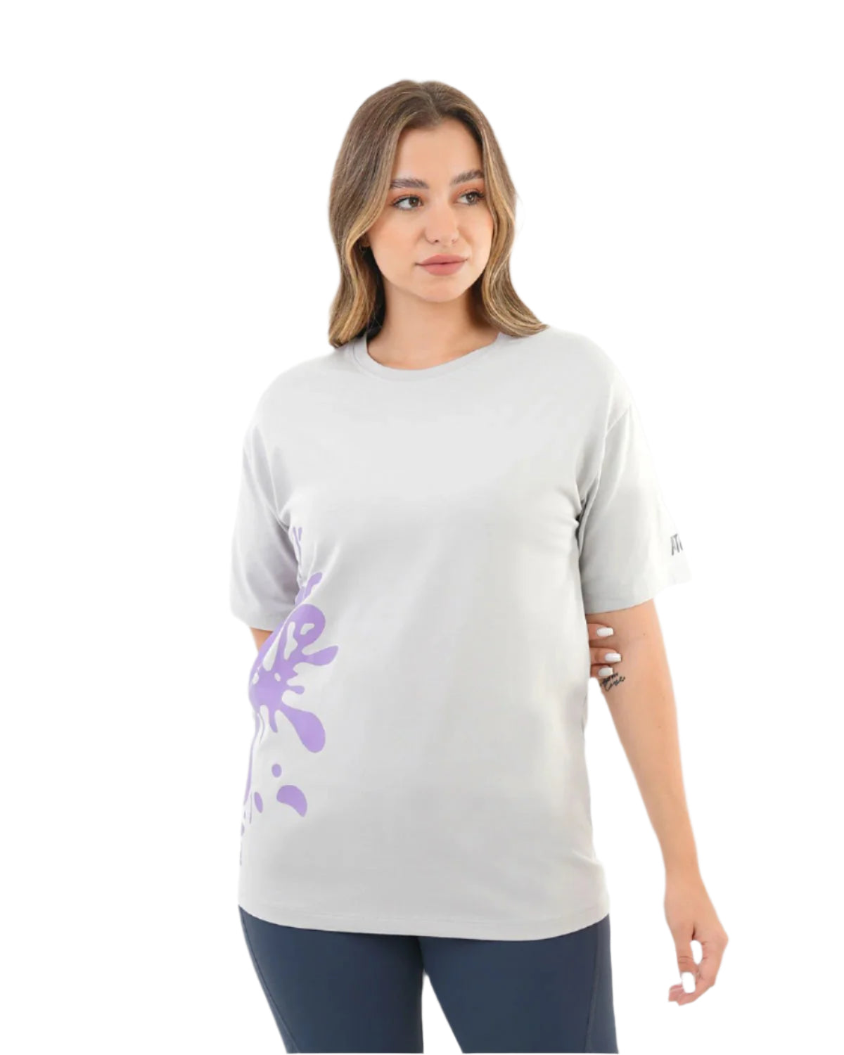 Oversized Splash Gray T-Shirt-Atum -59499135