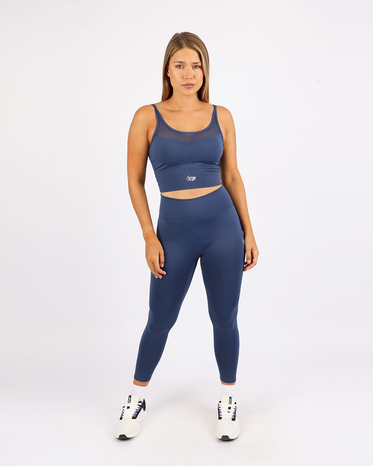 Curve Accent High-Rise Navy Leggings-Atum -76345840