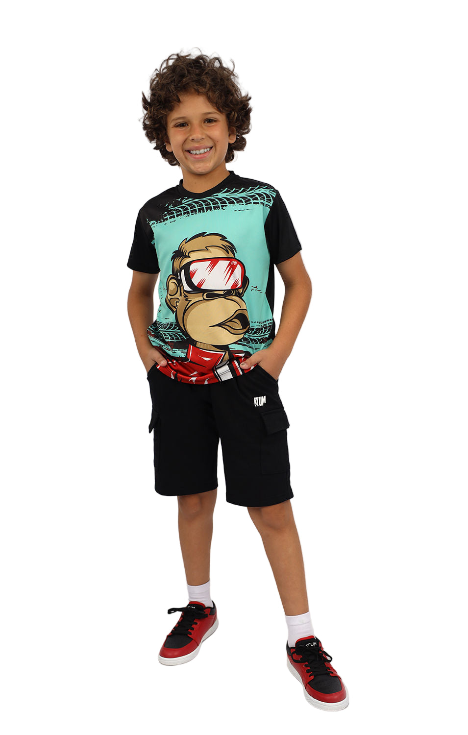 Monkey Graphic Boy's Black T-Shirt-Atum -50316037