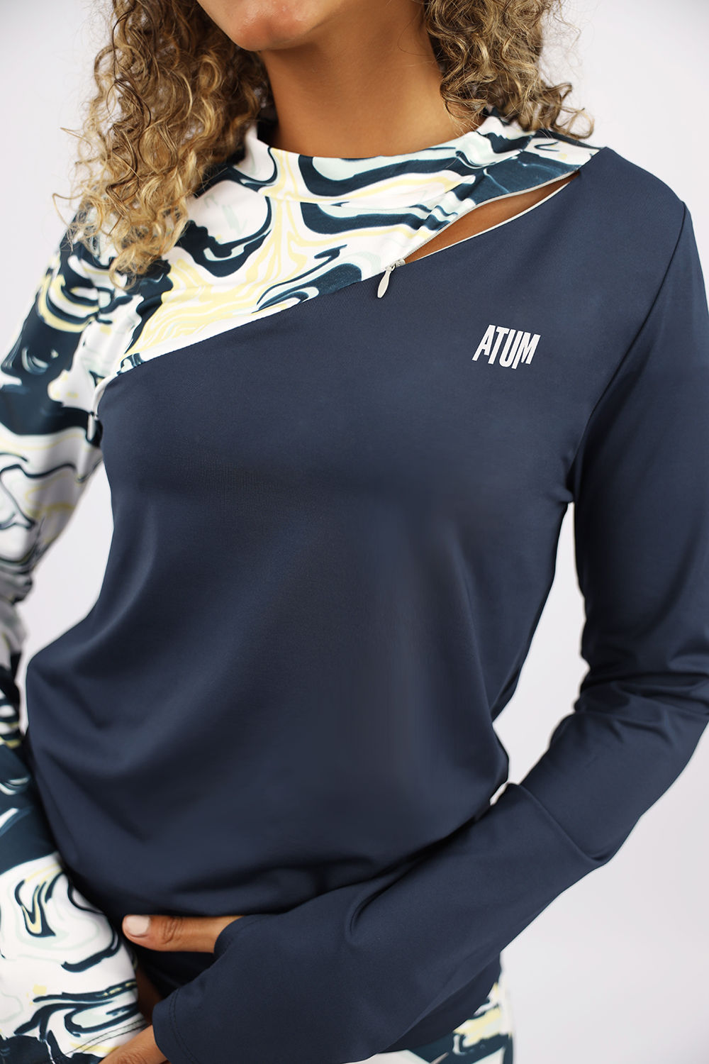 Long Sleeve Women's Navy T-Shirt-Atum -43522774