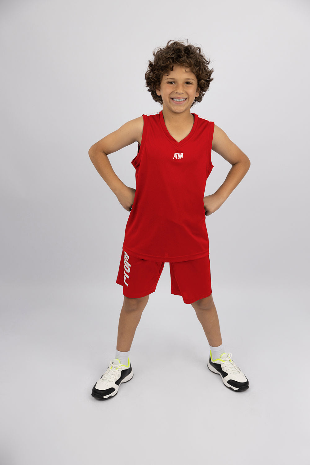 Basic Vneck Red Tank Top-Atum -79455180