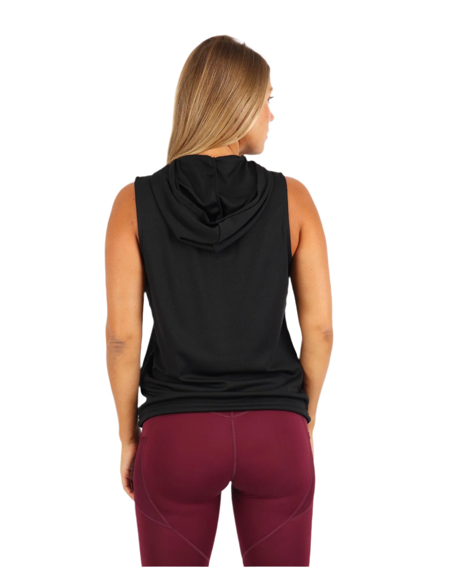 Sleeveless Breathable Black Women's Hoodie-Atum -65980501