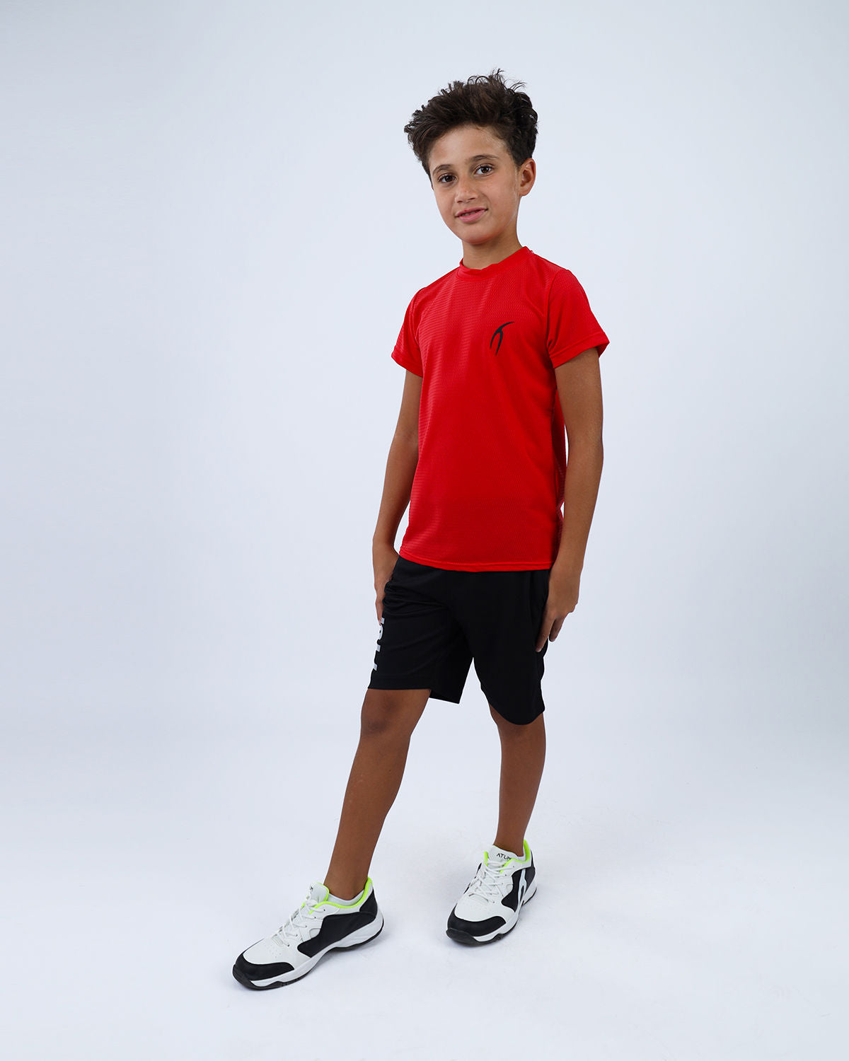 Crew Neck Short Sleeve Red Breathable Top-Atum -28031735