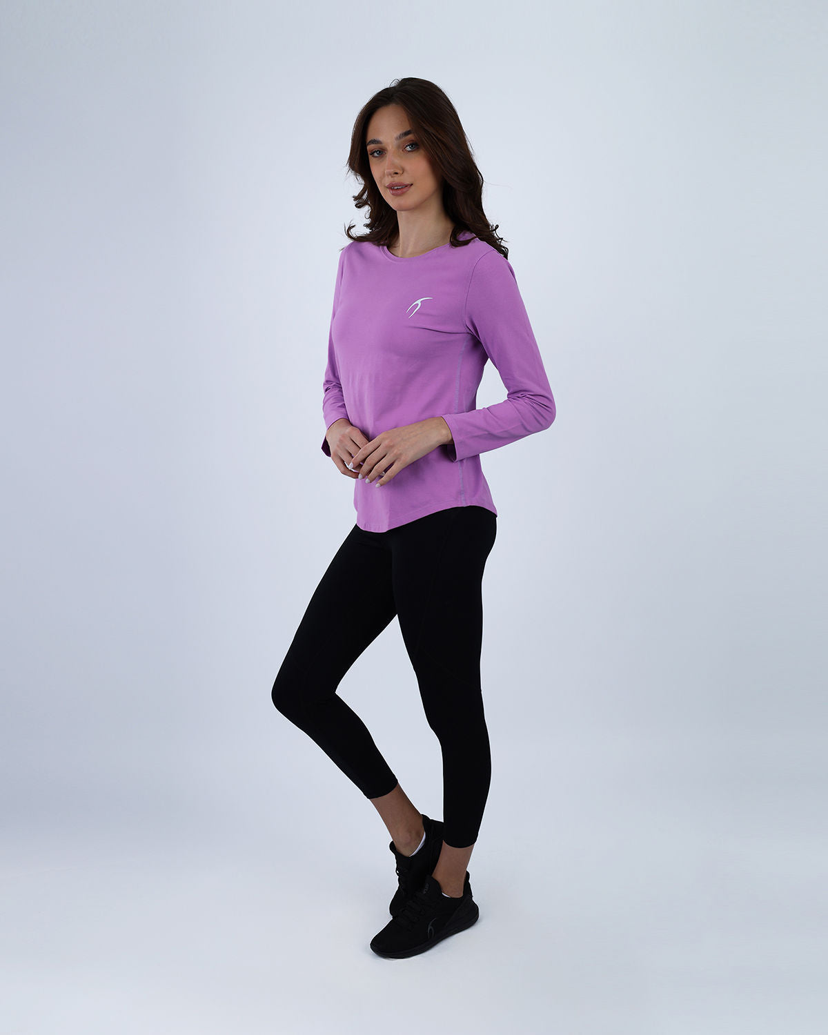 Basic Long Sleeve Lavender T-Shirt-Atum -66961350