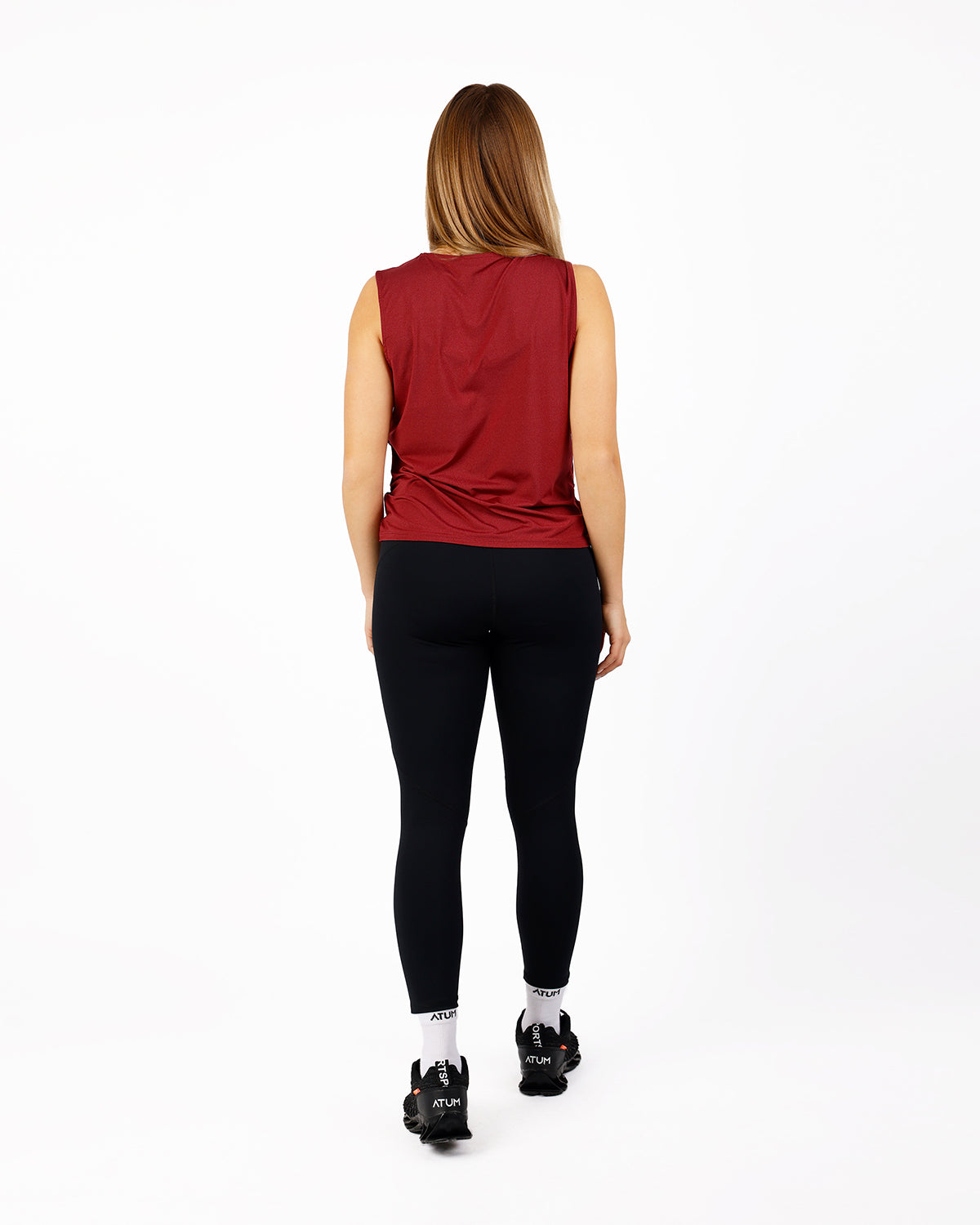 YOGA Twist Cropped Burgundy Tank Top-Atum -7512559