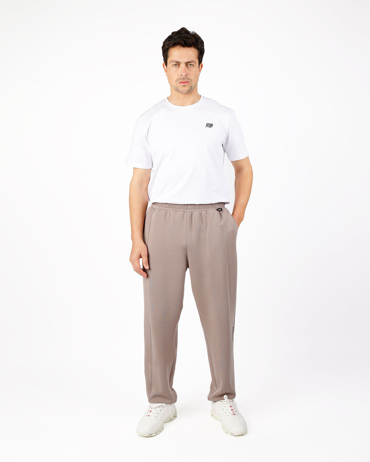 Relaxed Motion Taupe Pants-Atum -87970578