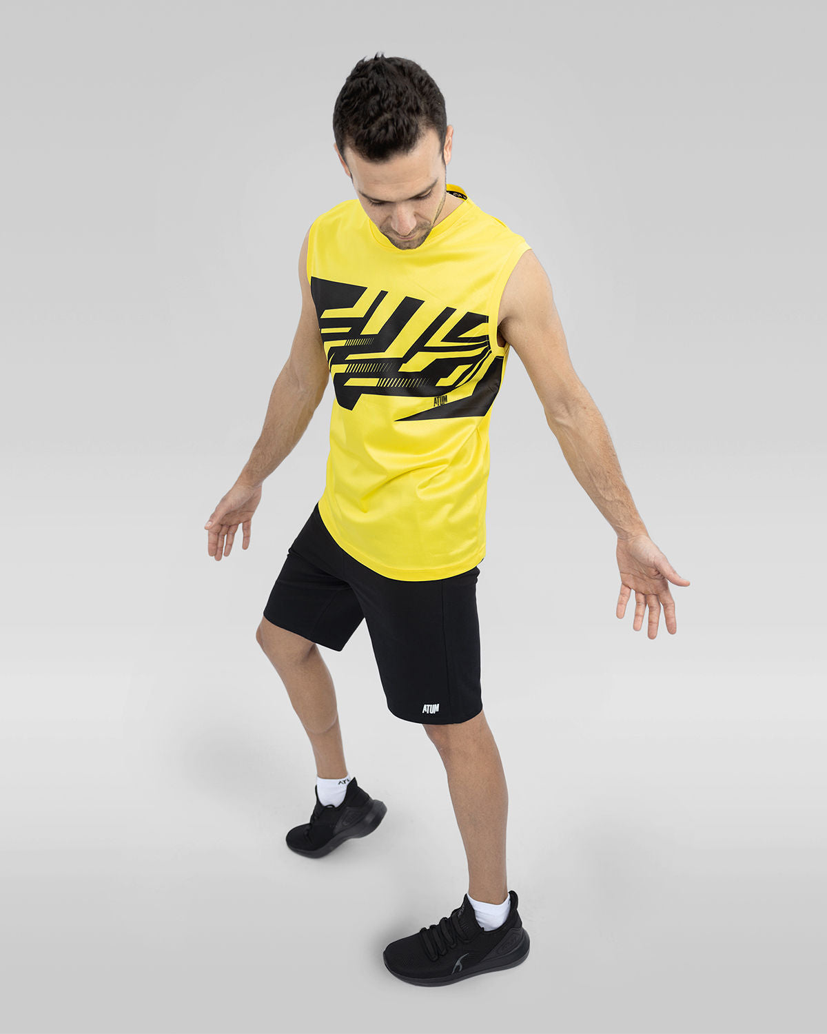 Men's Printed Yellow Tank Top-Atum -66383987