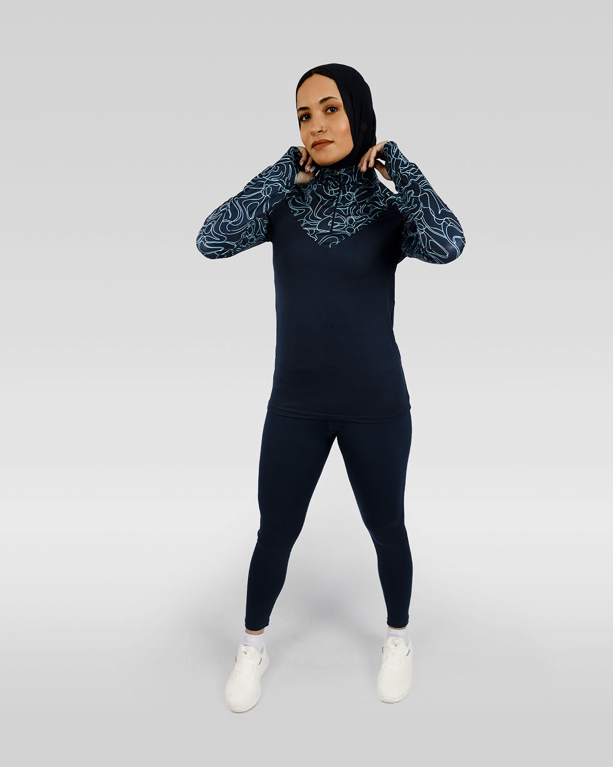 High-Neck Limitless Navy Top-Atum -59339470