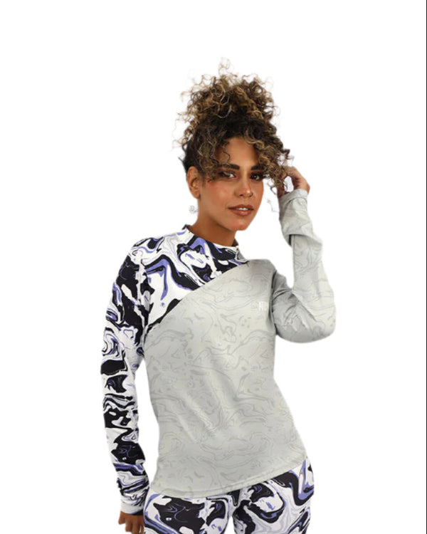 Long Sleeve Women's Gray T-Shirt-Atum -23989016