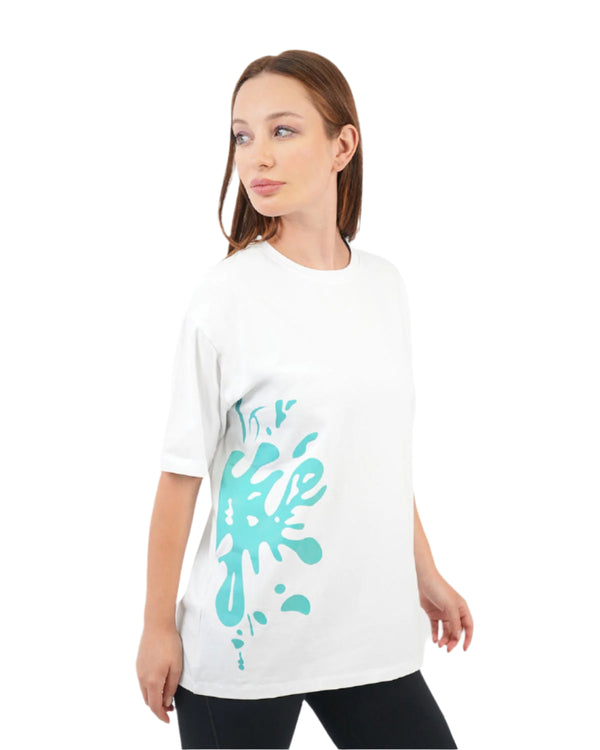 Oversized Splash White T-Shirt-Atum -58673483