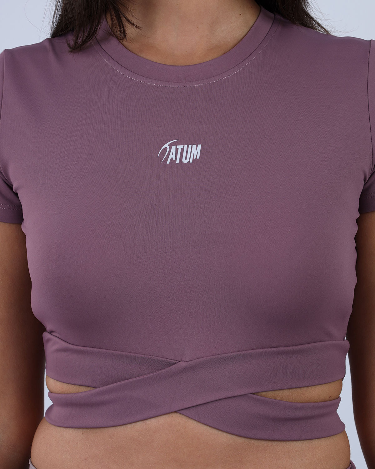 Twisted Short Sleeves Purple Crop Top-Atum -51569530