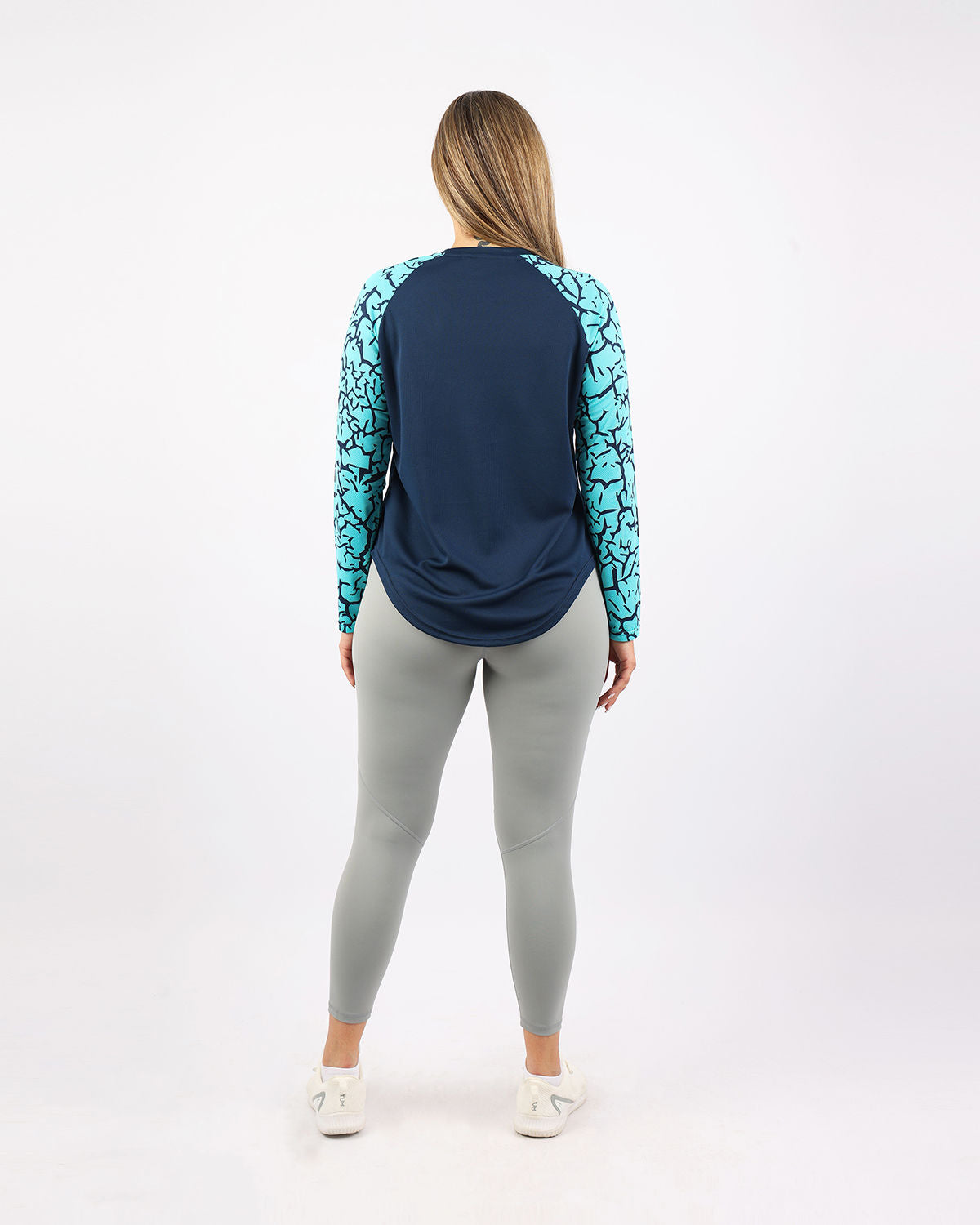 Crew Neck Long Sleeve Turquoise Top-Atum -25045774