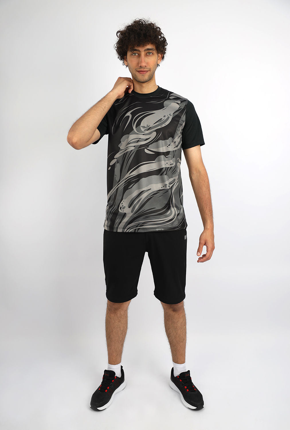 Men's Crew-Neck Black T-Shirt-Atum -73155515