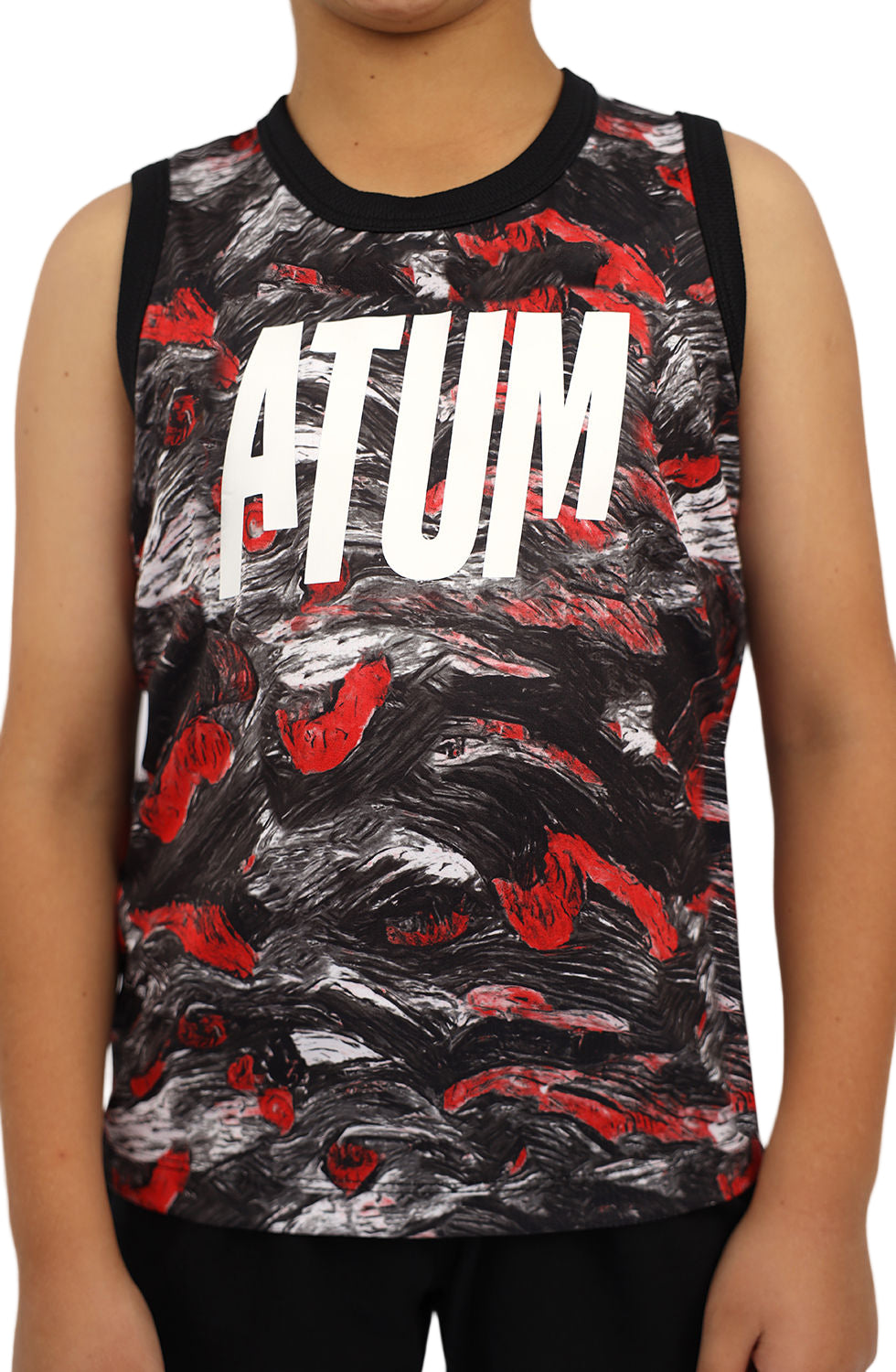 Boy's Printed Red Tank Top