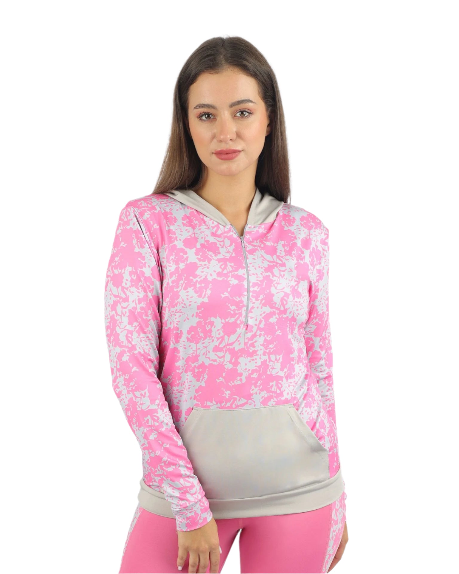 Long Sleeves Women's Pink Hoodie-Atum -25323839