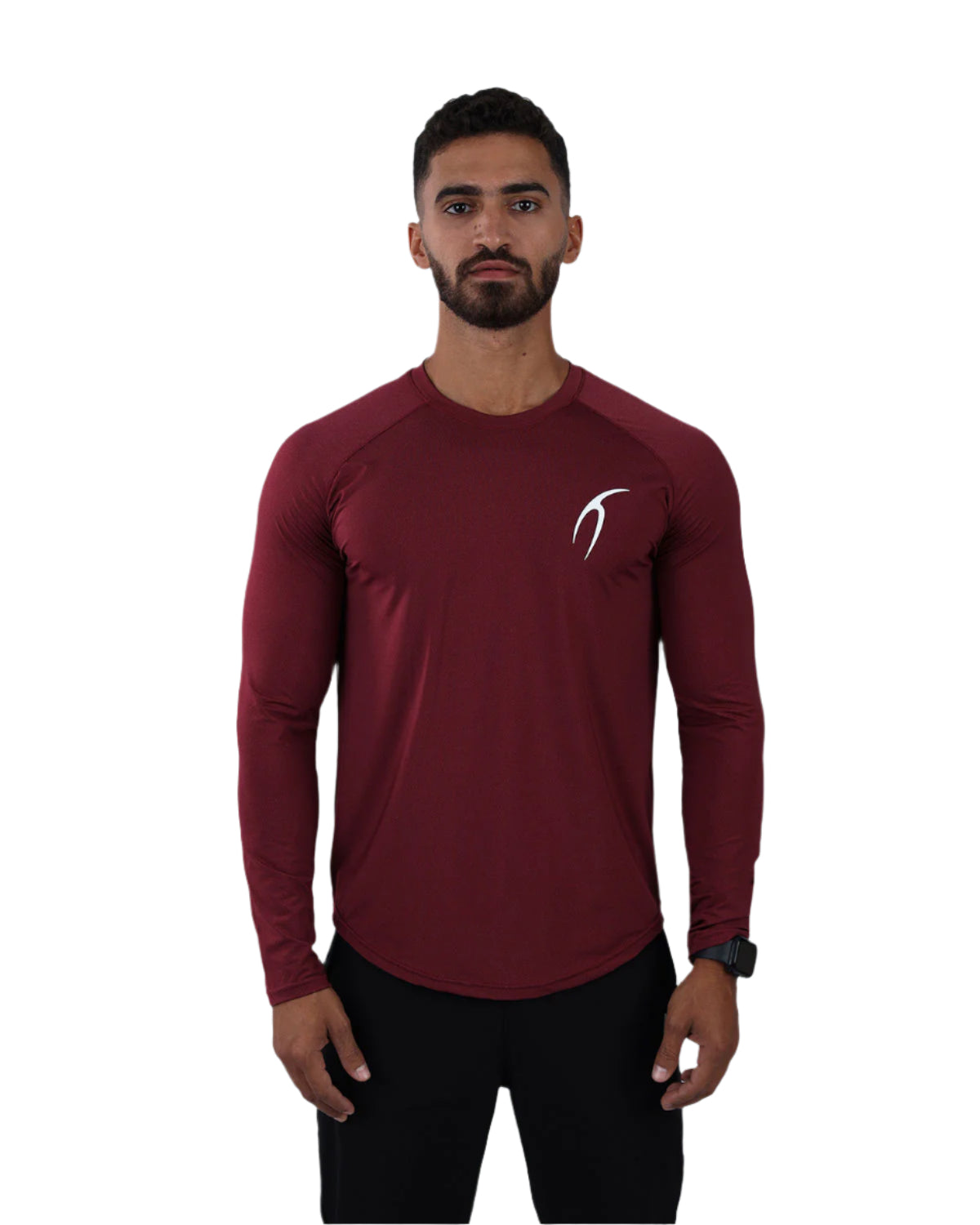 Long Sleeve Running Burgundy Tee-Atum -71988186