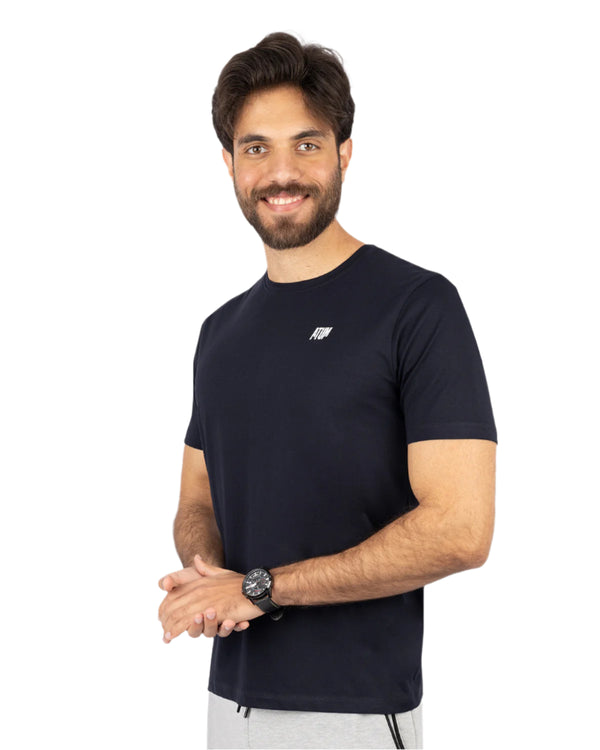 Basic Cotton Navy T-Shirt-Atum -65221909