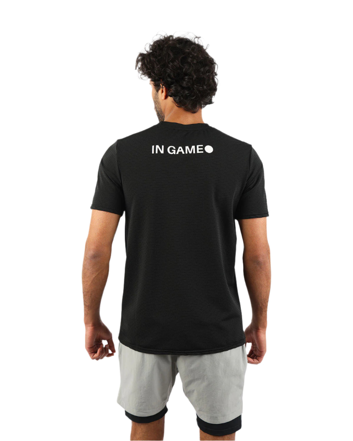Crew Neck Short Sleeve Black Athletic Top-Atum -14472735