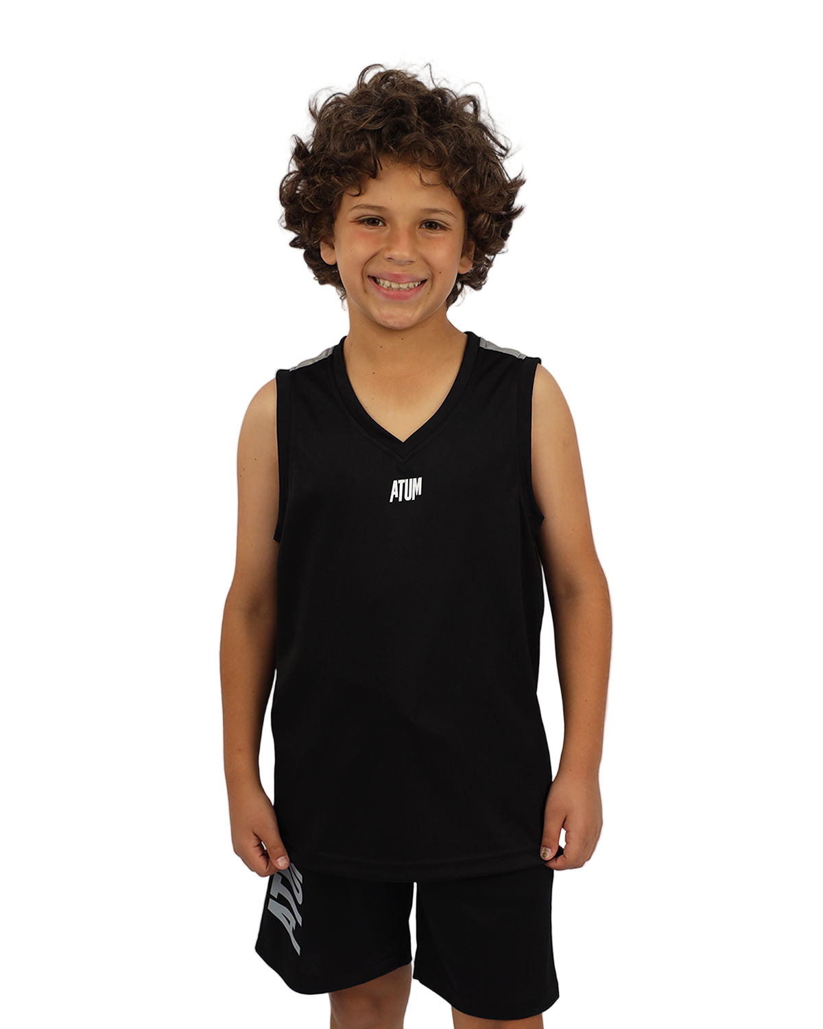 Basic Vneck Black Tank Top-Atum -48443540