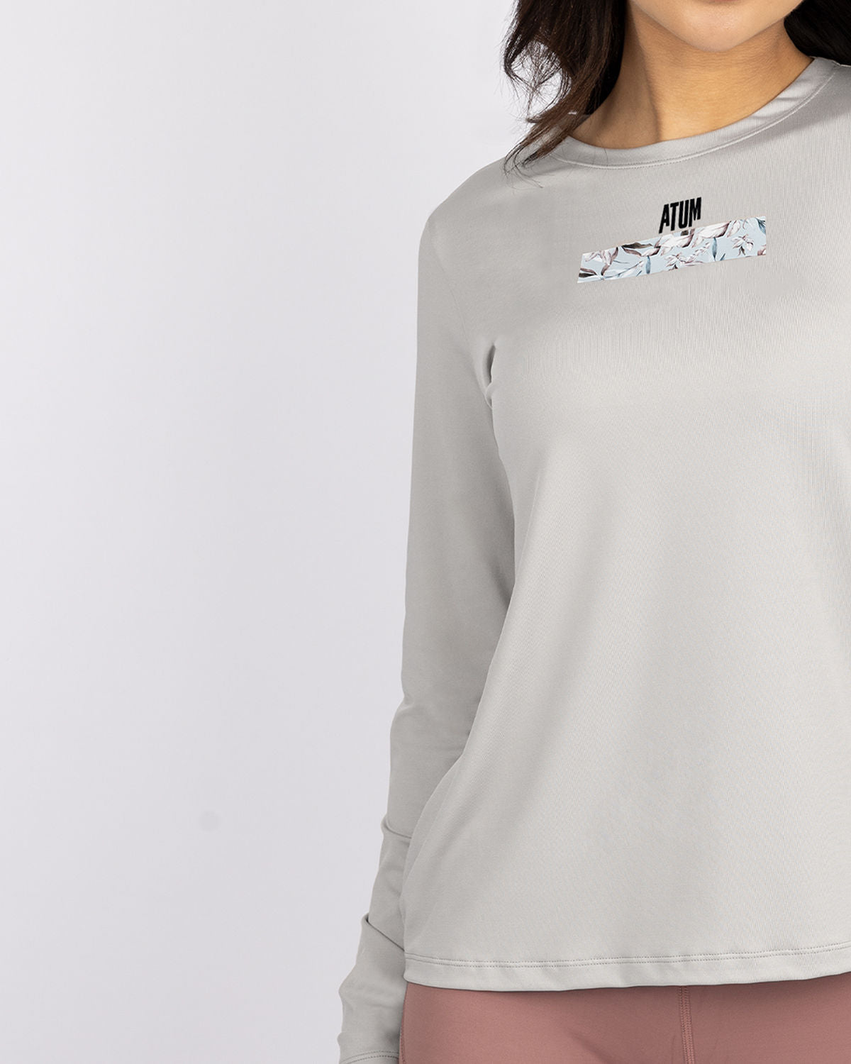Crew Neck Women's Gray T-Shirt-Atum -54324047