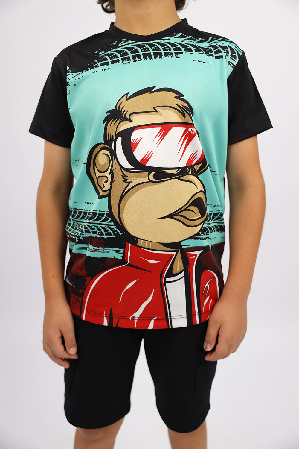 Monkey Graphic Boy's Black T-Shirt-Atum -96763752