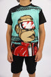 Monkey Graphic Boy's Black T-Shirt