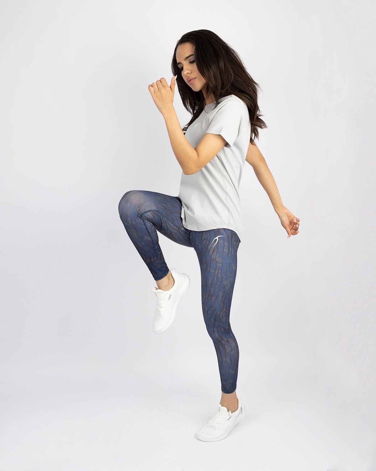 Cross Fit Printed Navy Leggings-Atum -5849347