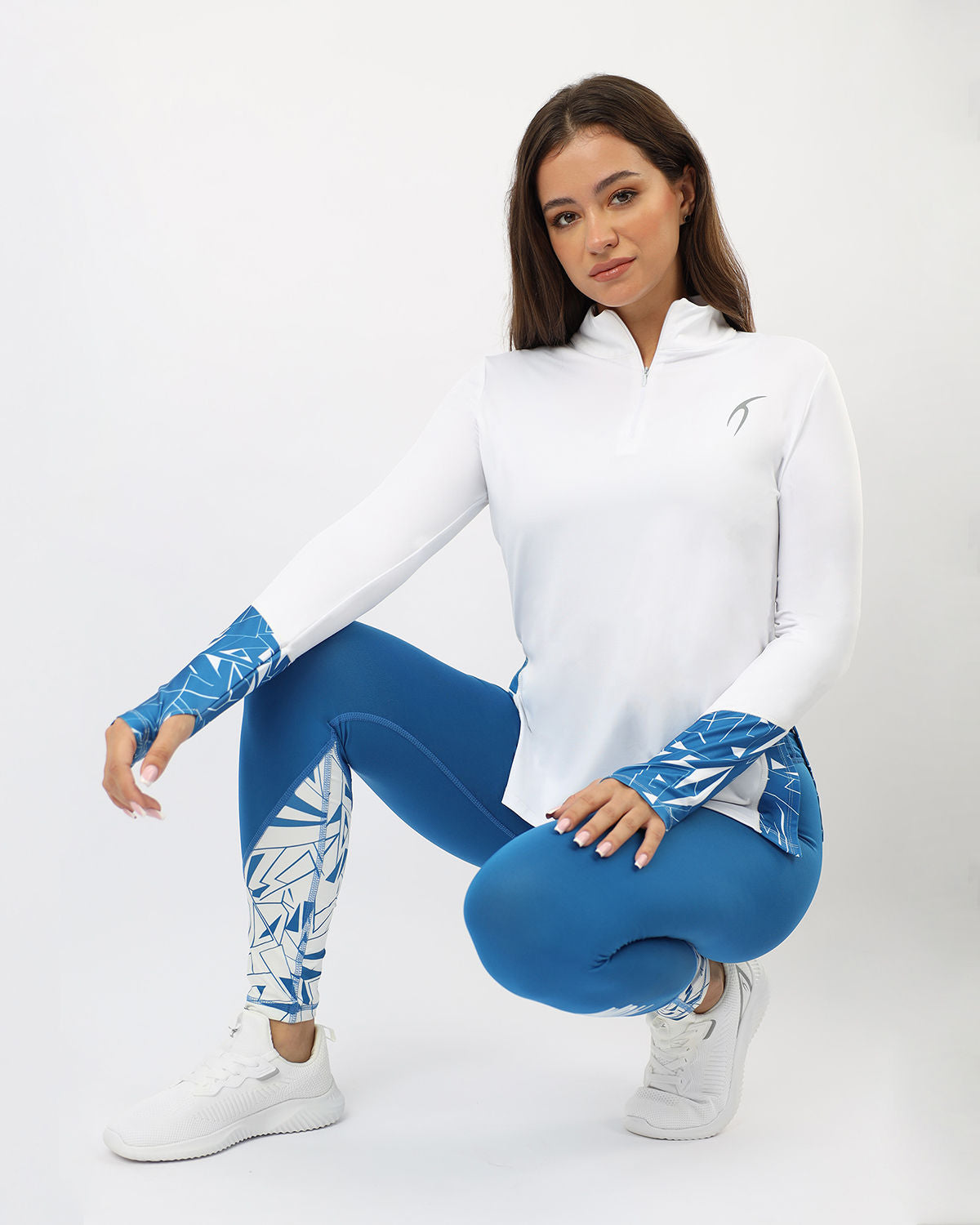 Women's Quarter Zip White Top-Atum -36032073