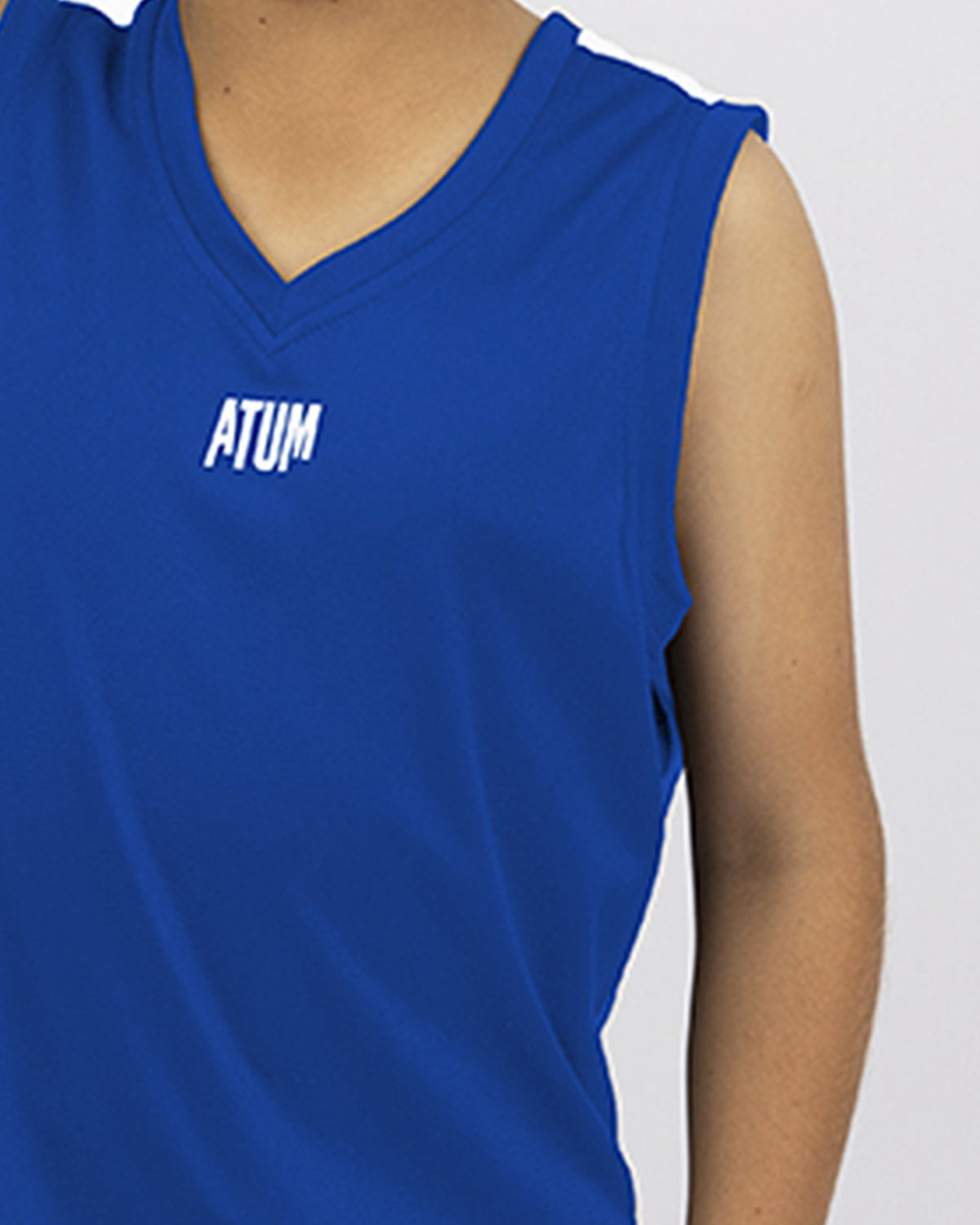 Basic Vneck Blue Tank Top-Atum -6509717