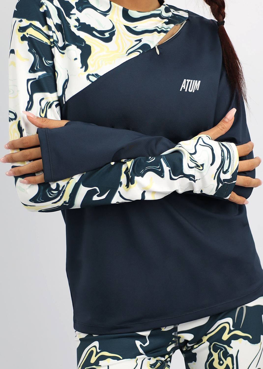 Long Sleeve Women's Navy T-Shirt-Atum -24124770