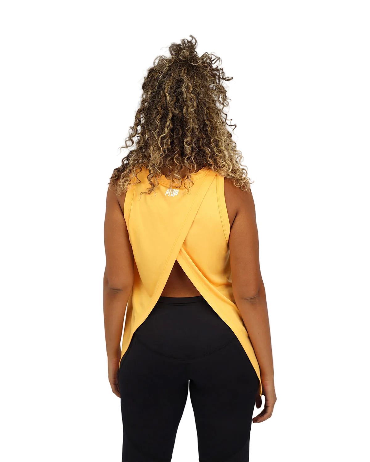 Women's Cross Back Gold Top-Atum -49439617