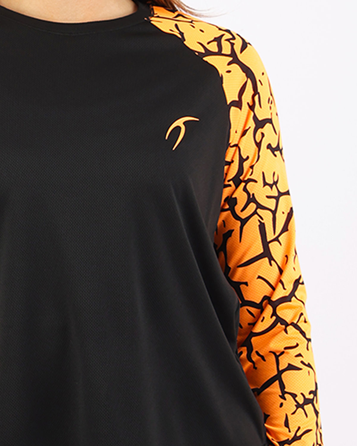 Crew Neck Long Sleeve Orange Top-Atum -25668922