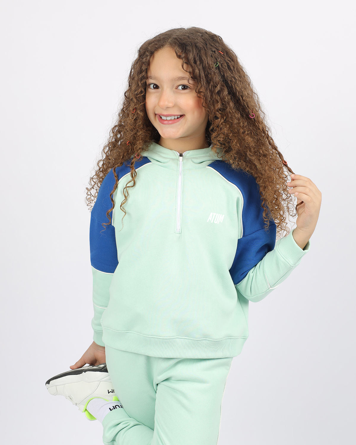 Girl's Quarter Mint Zip Hoodie-Atum -51985563