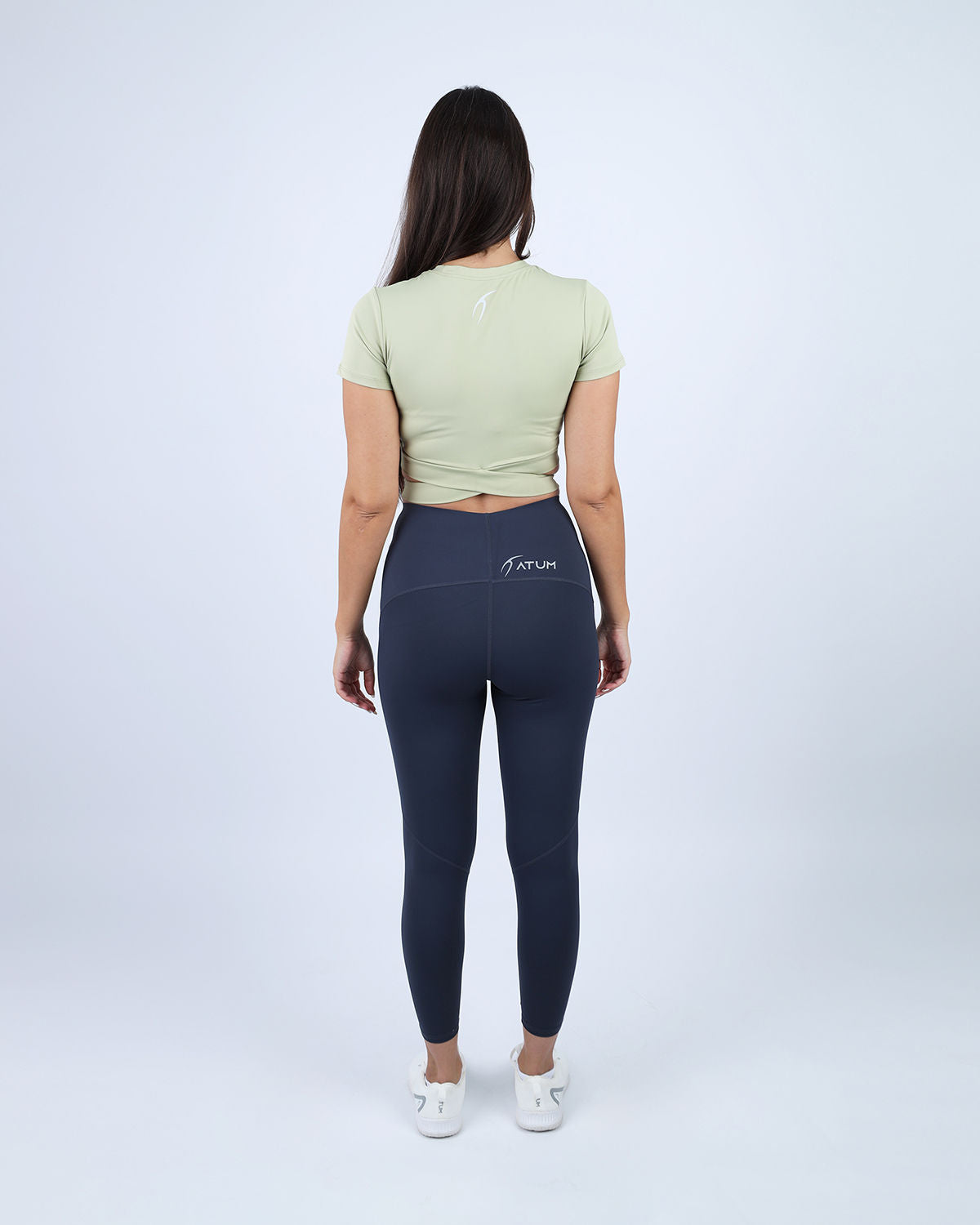 Twisted Short Sleeves Green Crop Top-Atum -93355251