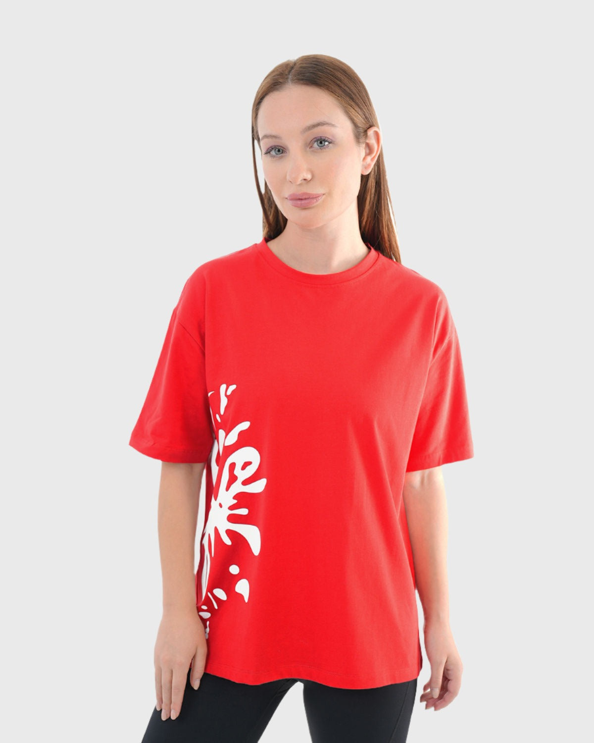 Oversized Splash Red T-Shirt-Atum -15564234