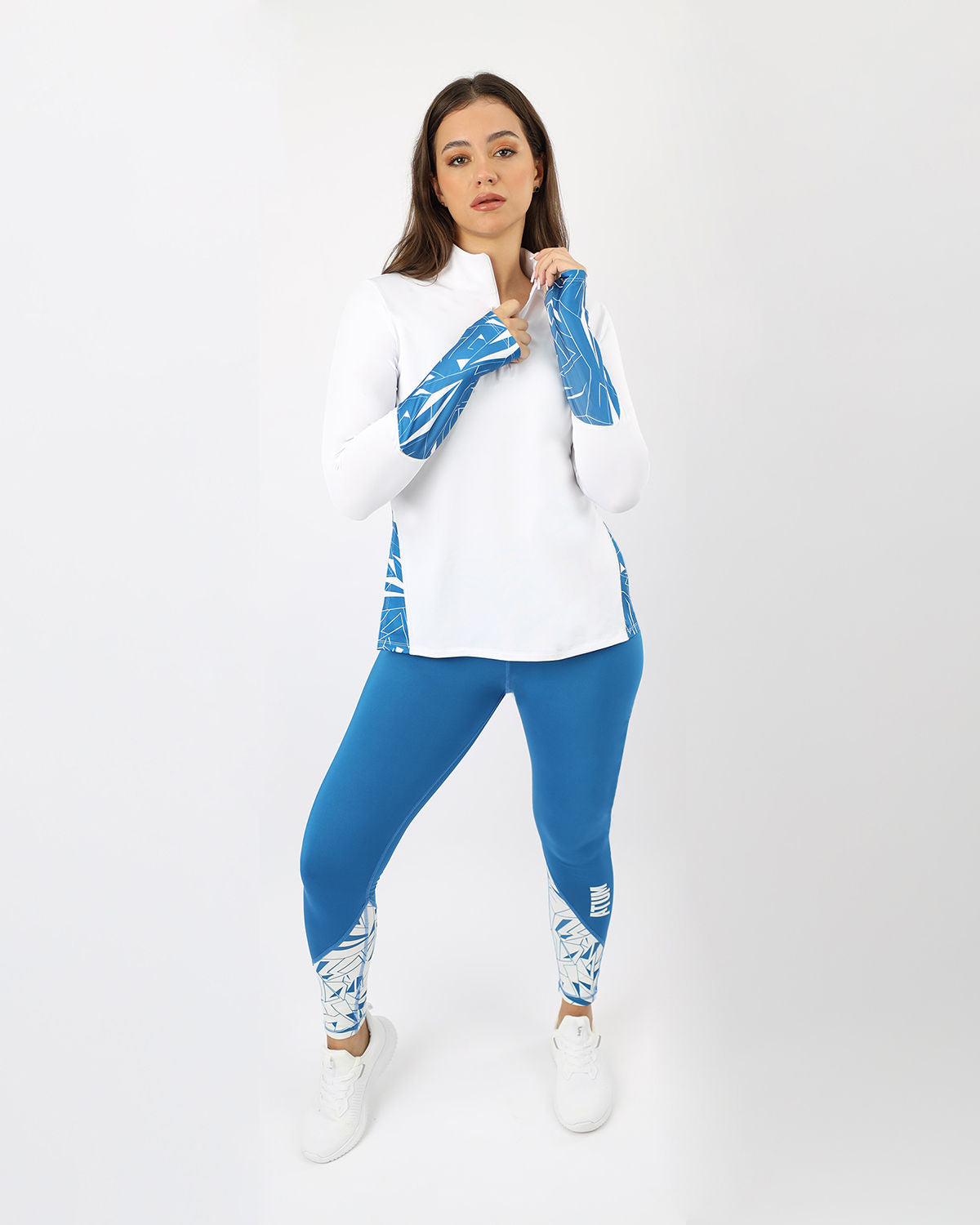 Women's Quarter Zip White Top-Atum -20544083